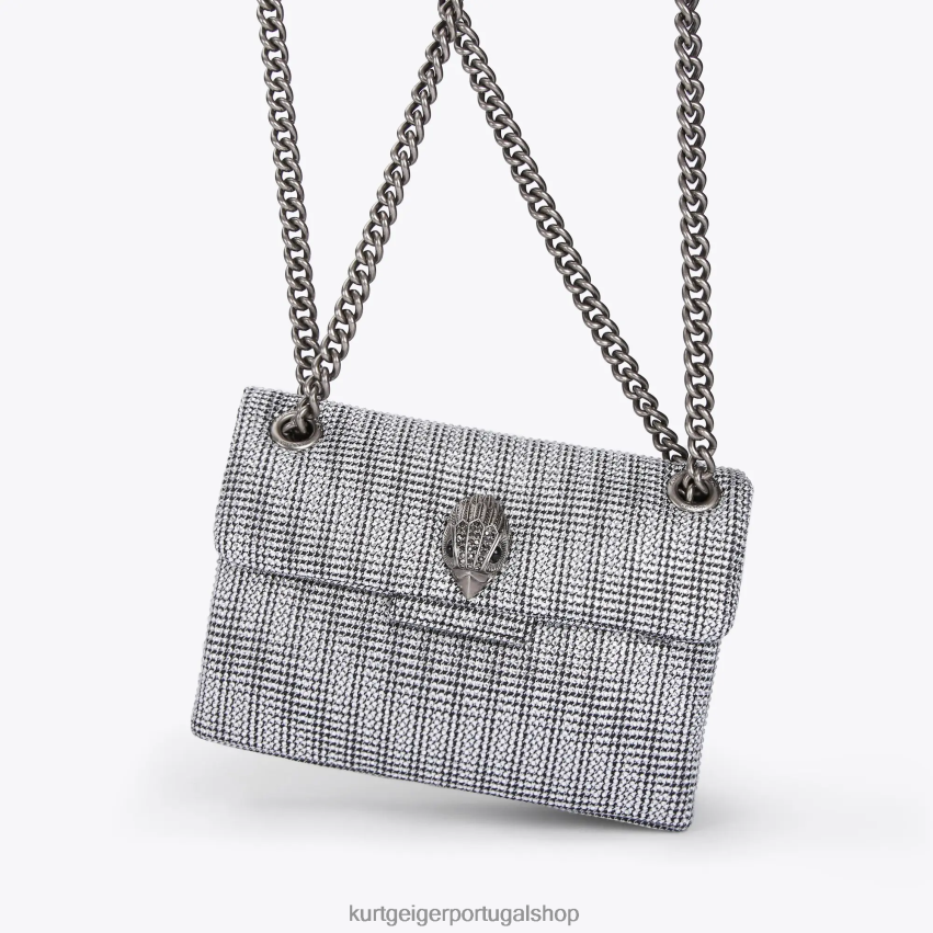 Kurt Geiger mulheres tecido londrino mini kensington 8J6X0035 prata | bolsas