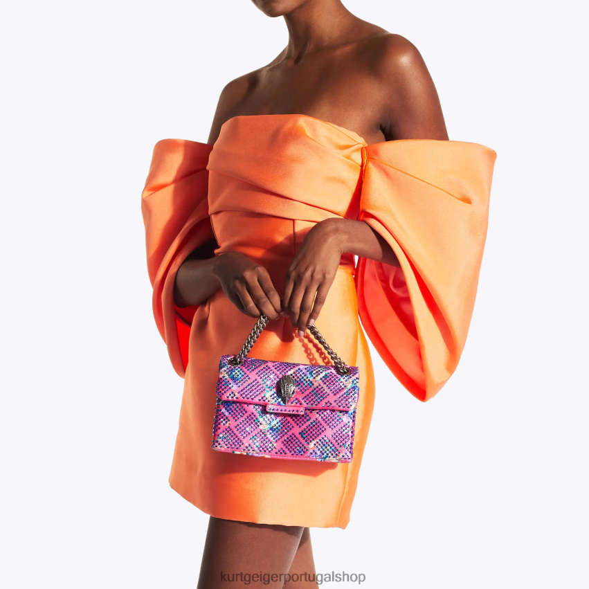 Kurt Geiger mulheres tecido londrino mini kensington 8J6X0036 combinação rosa | bolsas