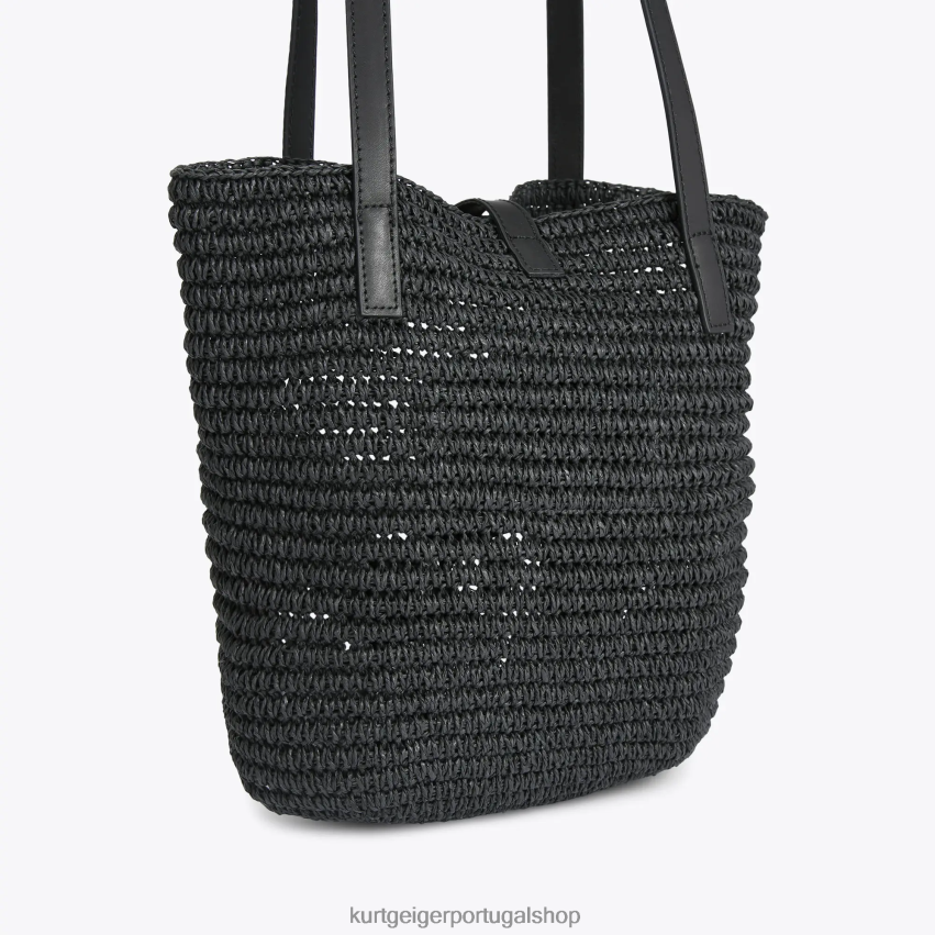 Kurt Geiger mulheres bolsa de ráfia hampton londres 8J6X00463 preto | bolsas