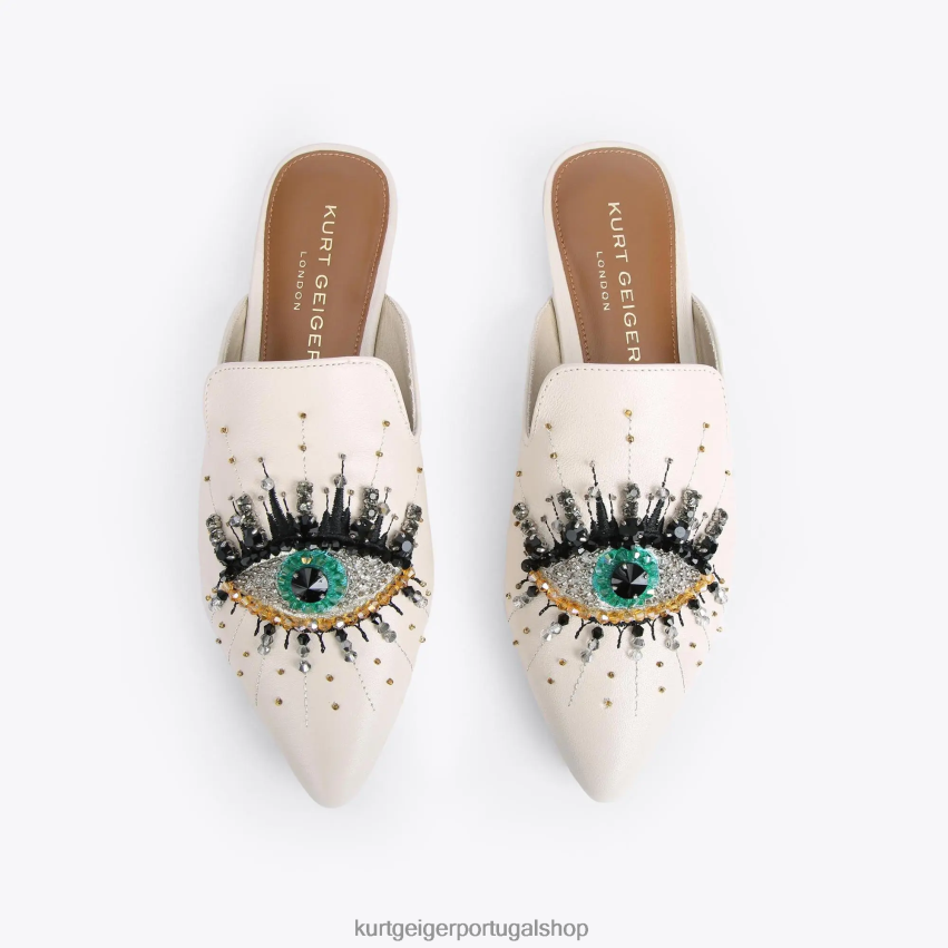 Kurt Geiger mulheres olho oliva de Londres 8J6X00367 osso | calçados