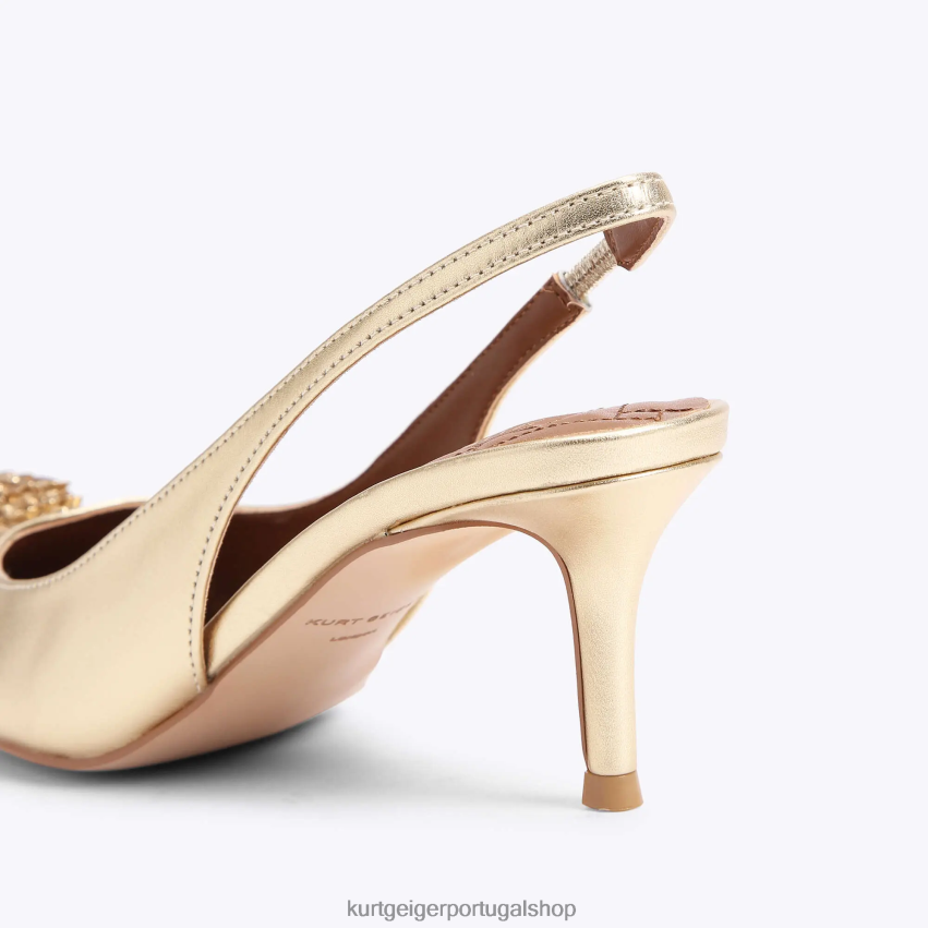 Kurt Geiger mulheres Londres Belgravia com tipoia traseira 8J6X00332 ouro | calçados