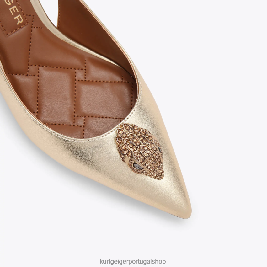 Kurt Geiger mulheres Londres Belgravia com tipoia traseira 8J6X00332 ouro | calçados