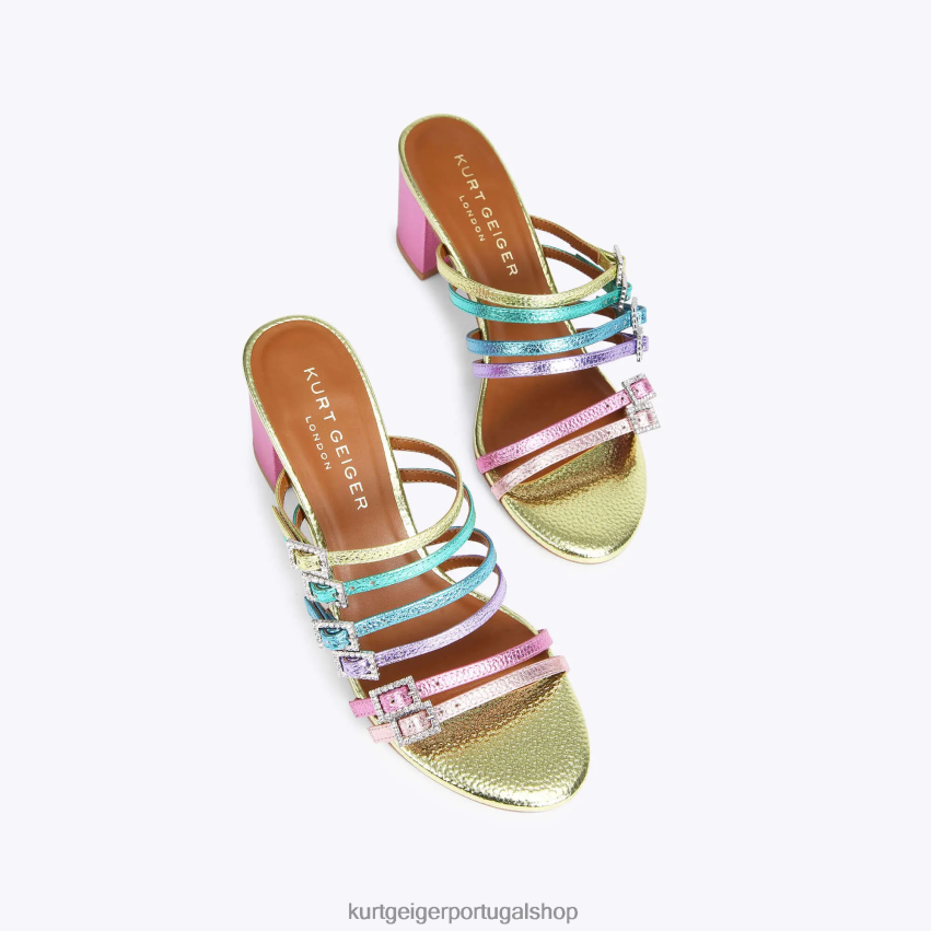 Kurt Geiger mulheres mule londres pierra block 8J6X00192 combinação de metal | calçados