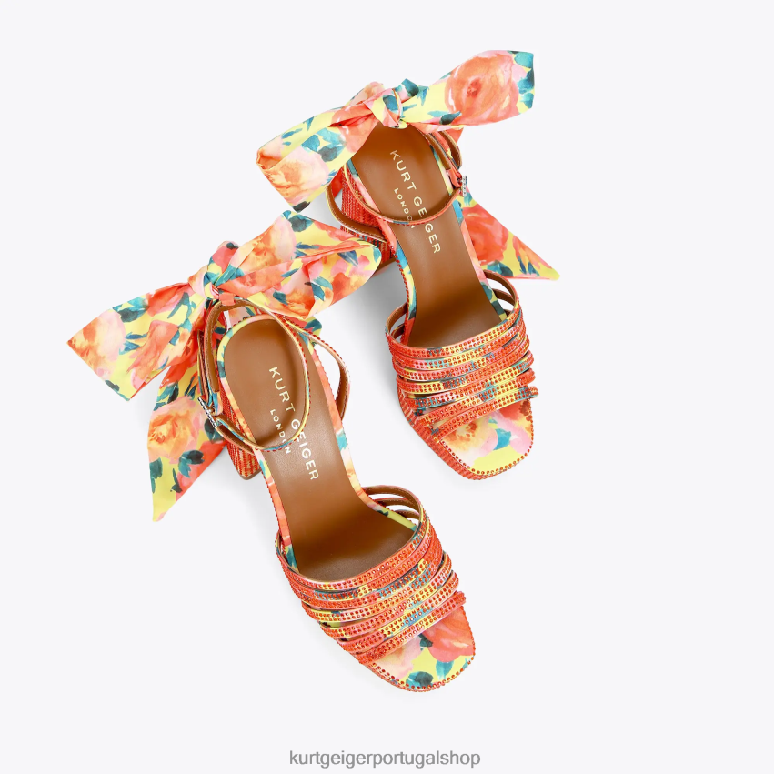 Kurt Geiger mulheres plataforma de amarrar no tornozelo londres pierra 8J6X00288 laranja | calçados