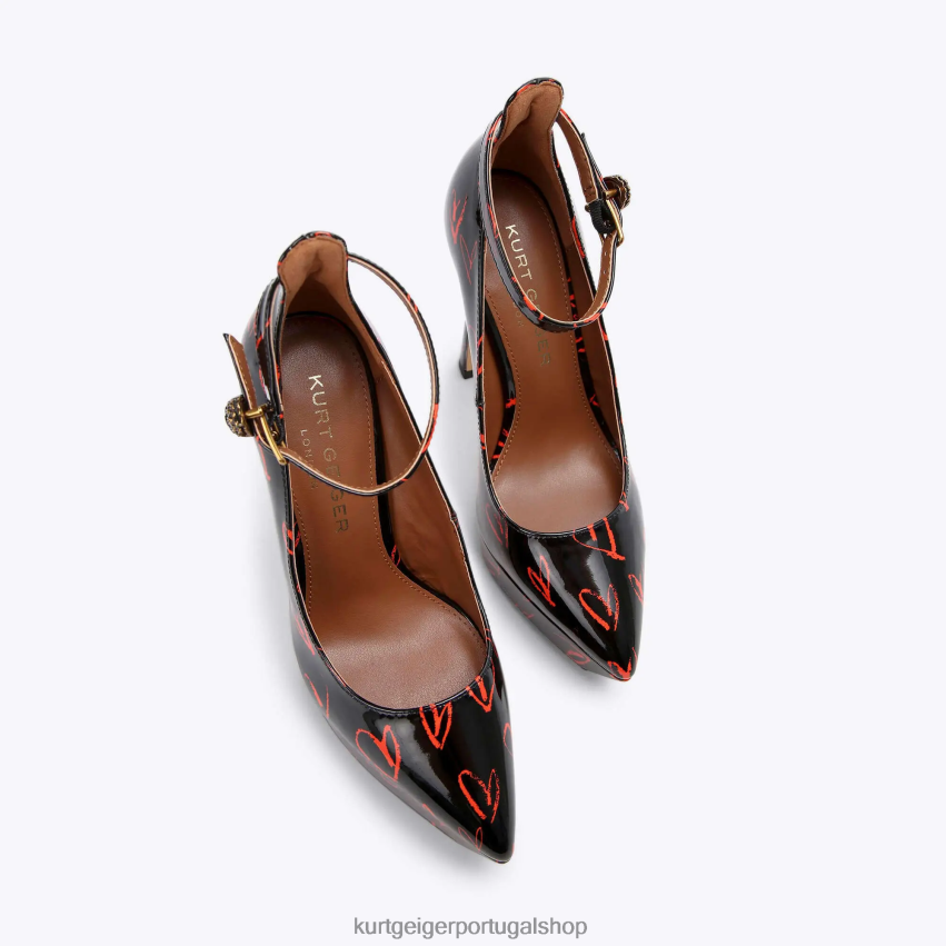 Kurt Geiger mulheres quadra da plataforma shoreditch em londres 8J6X00408 preto vermelho | calçados