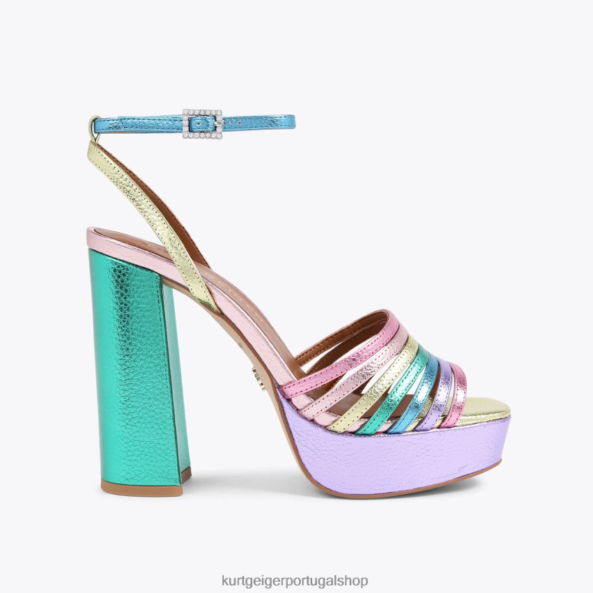 Kurt Geiger mulheres sandália plataforma pierra londrina 8J6X00176 combinação de metal | calçados