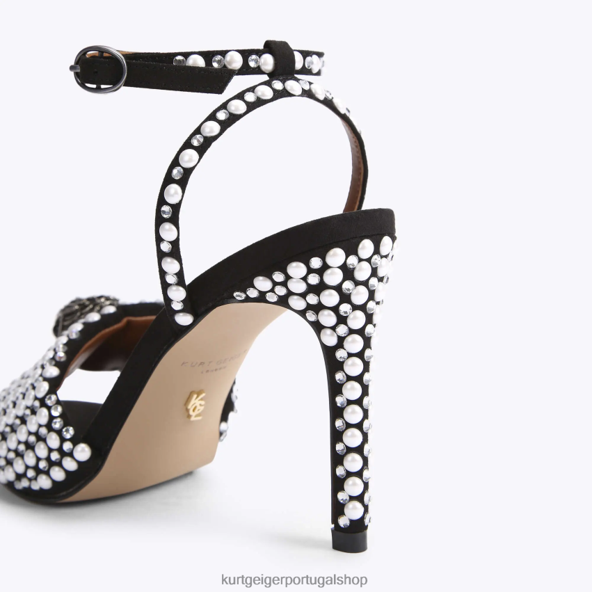 Kurt Geiger mulheres sandalia londres kensington 8J6X00420 Preto branco | calçados