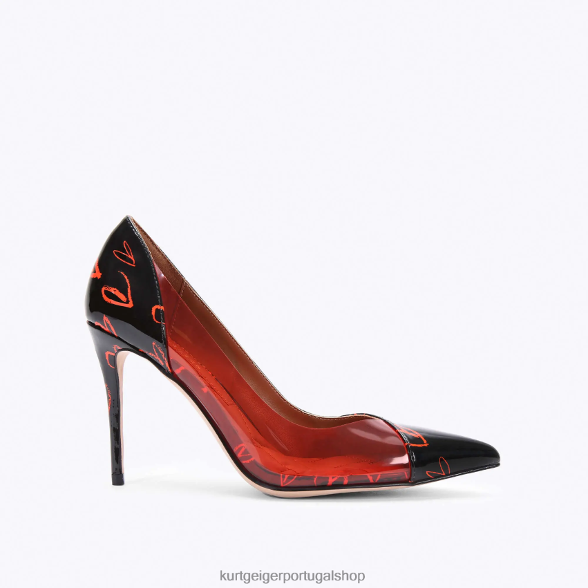 Kurt Geiger mulheres vinil londres belgravia 8J6X00664 preto vermelho | calçados