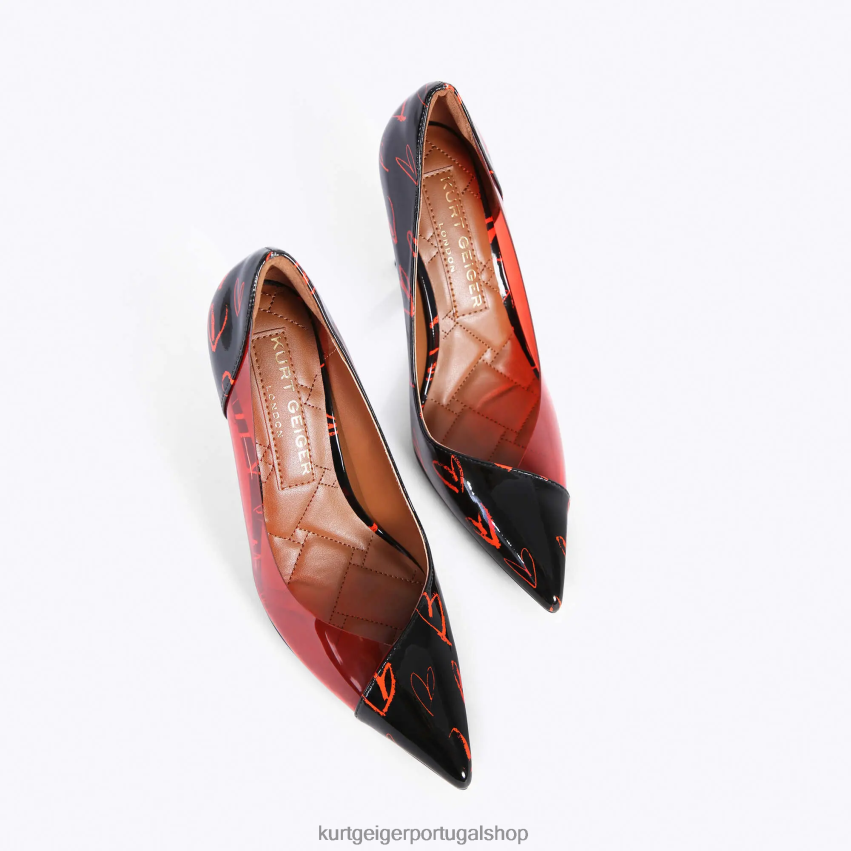 Kurt Geiger mulheres vinil londres belgravia 8J6X00664 preto vermelho | calçados