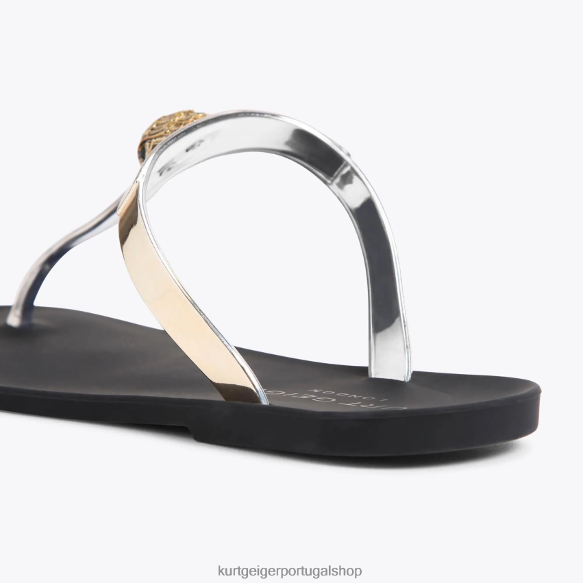 Kurt Geiger mulheres Londres Maddison T-Bar 8J6X00429 ouro | calçados