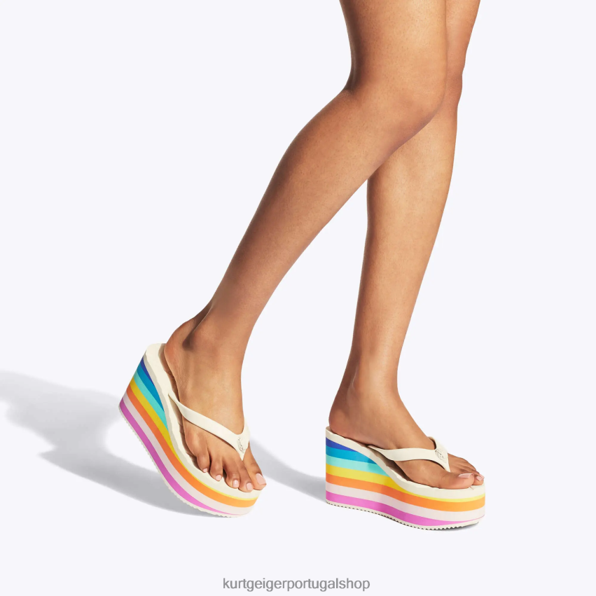 Kurt Geiger mulheres cunha de chinelo londres kensington 8J6X00229 pente branco | calçados
