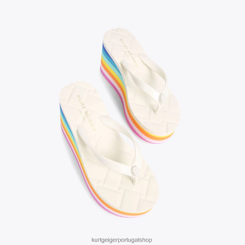 Kurt Geiger mulheres cunha de chinelo londres kensington 8J6X00229 pente branco | calçados