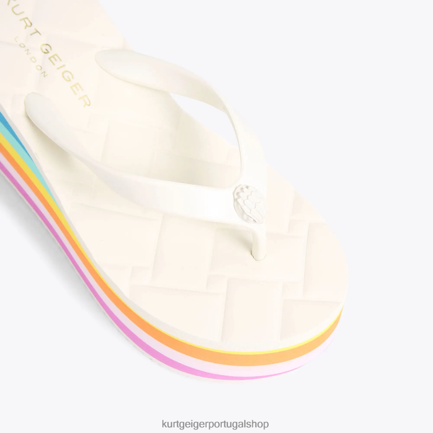 Kurt Geiger mulheres cunha de chinelo londres kensington 8J6X00229 pente branco | calçados