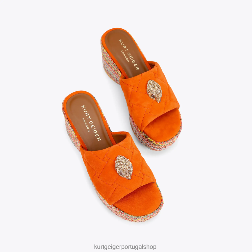 Kurt Geiger mulheres mule de cunha londres kensington 8J6X00287 laranja | calçados