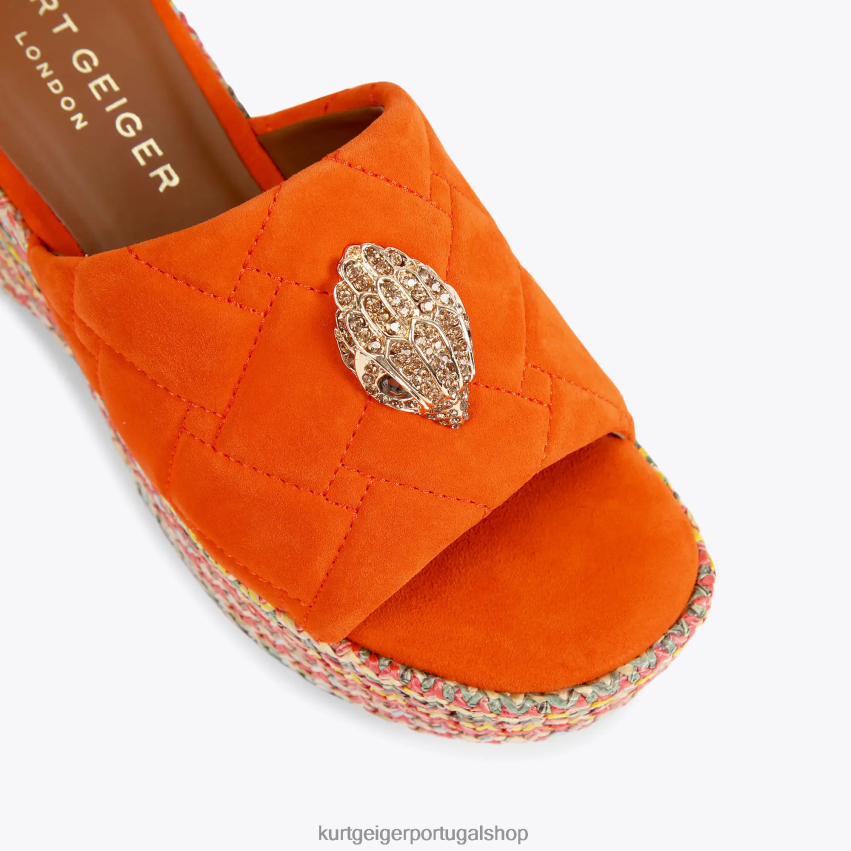 Kurt Geiger mulheres mule de cunha londres kensington 8J6X00287 laranja | calçados