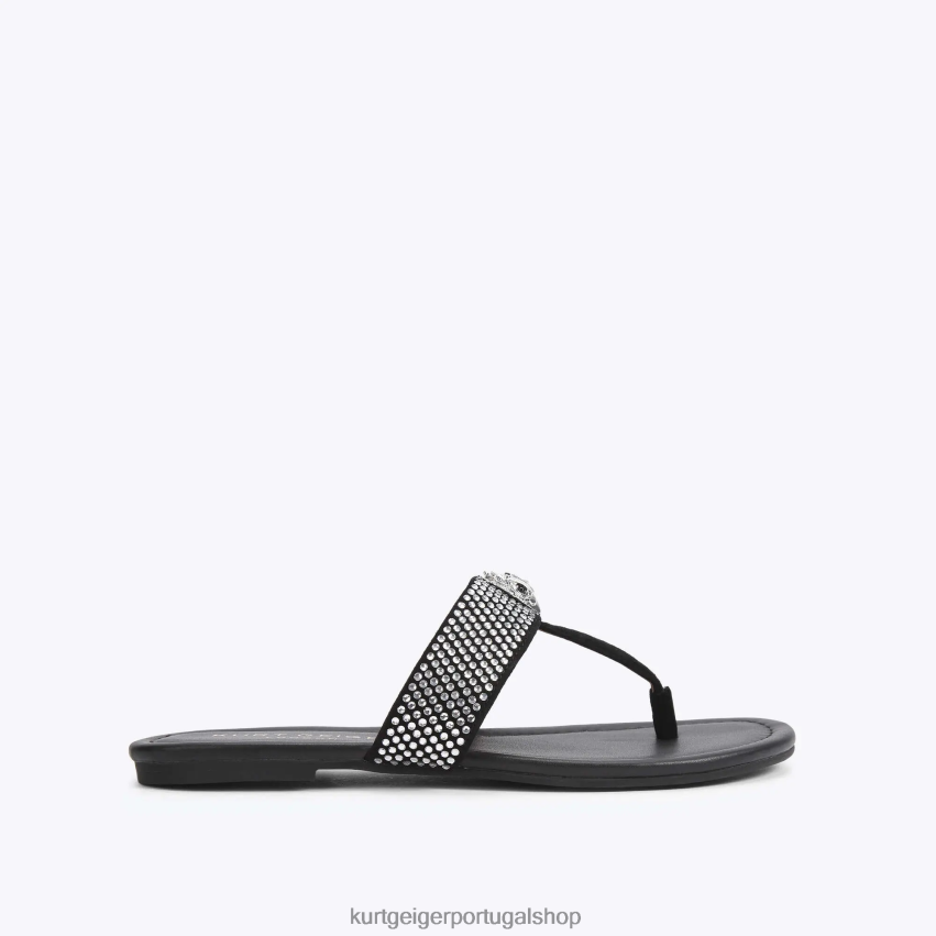 Kurt Geiger mulheres sandália london kensington t-bar 8J6X00447 preto | calçados