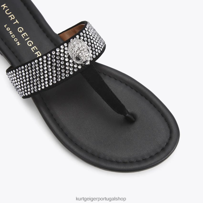Kurt Geiger mulheres sandália london kensington t-bar 8J6X00447 preto | calçados
