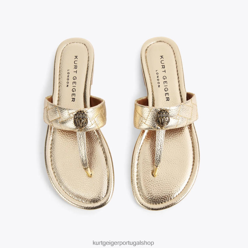 Kurt Geiger mulheres sandália london kensington t-bar 8J6X00448 ouro | calçados