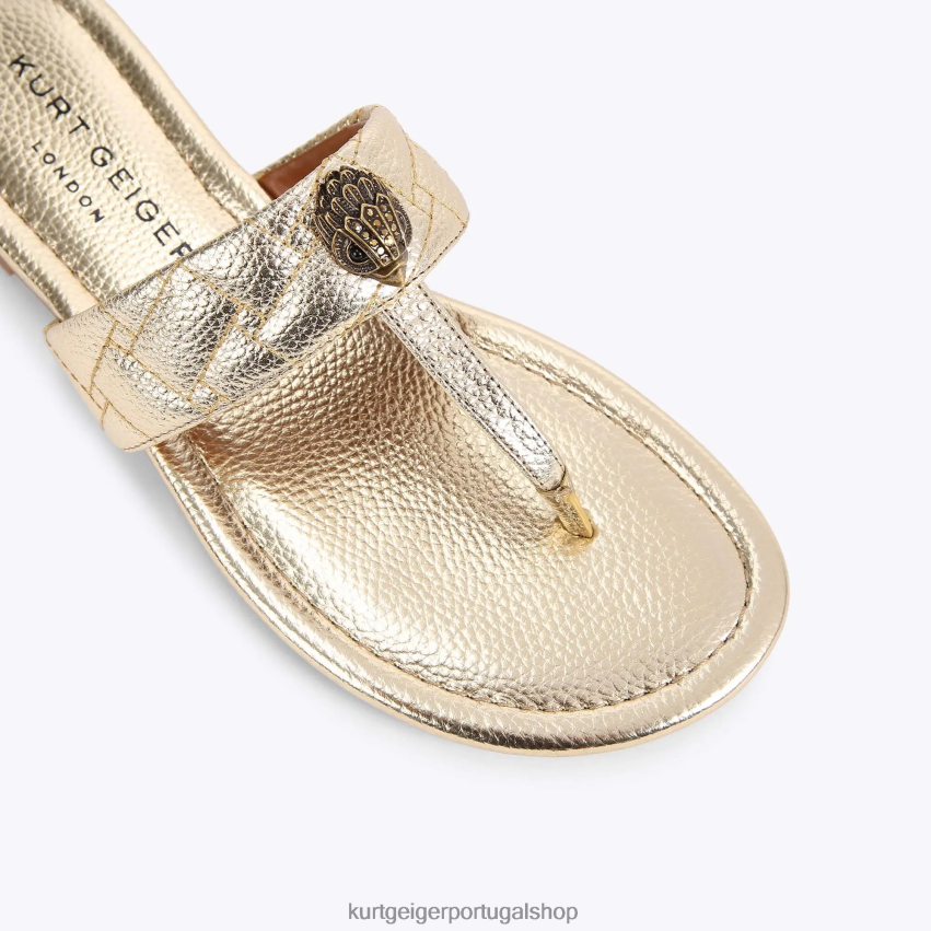 Kurt Geiger mulheres sandália london kensington t-bar 8J6X00448 ouro | calçados