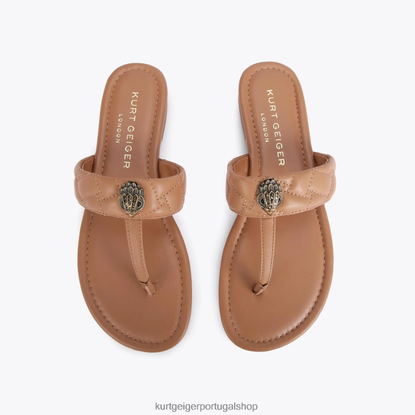 Kurt Geiger mulheres sandália london kensington t-bar 8J6X00452 camelo | calçados
