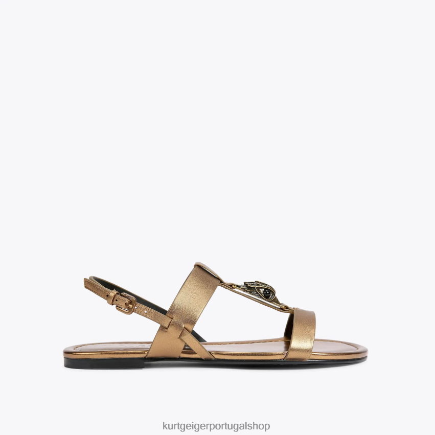 Kurt Geiger mulheres sandália plana hampton londres 8J6X00430 bronze | calçados
