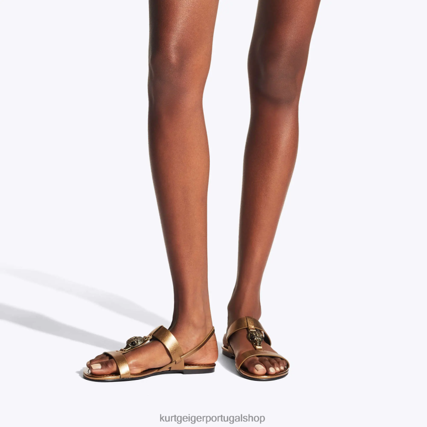 Kurt Geiger mulheres sandália plana hampton londres 8J6X00430 bronze | calçados