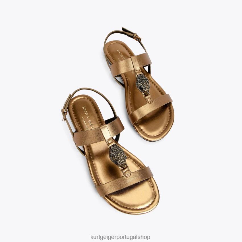 Kurt Geiger mulheres sandália plana hampton londres 8J6X00430 bronze | calçados