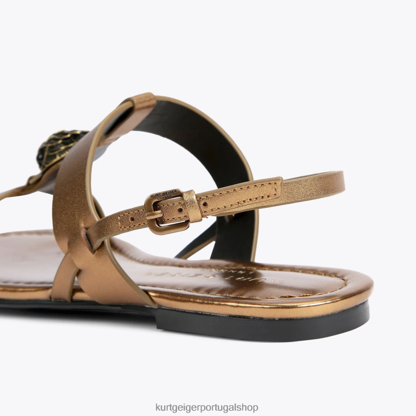 Kurt Geiger mulheres sandália plana hampton londres 8J6X00430 bronze | calçados