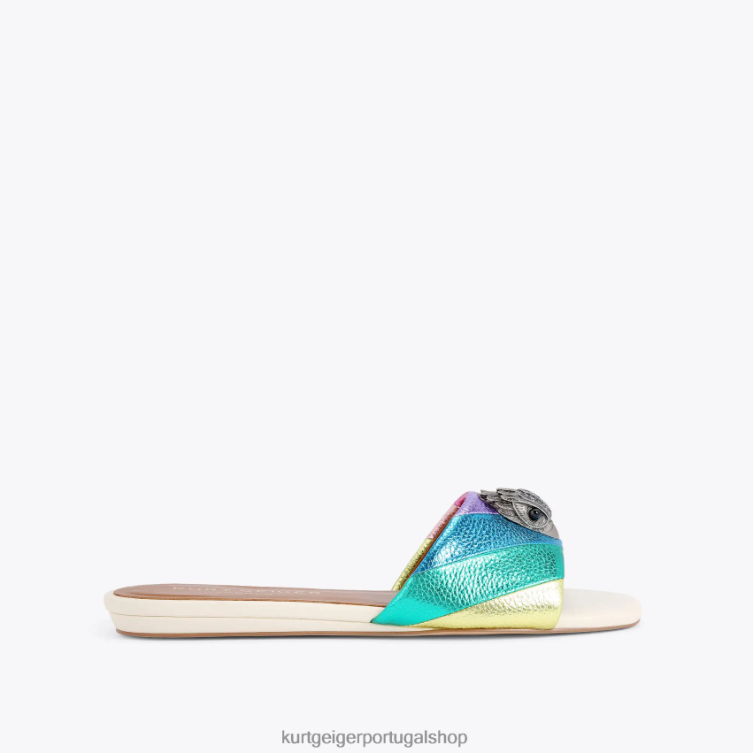 Kurt Geiger mulheres sandália rasteira londres kensington 8J6X00225 combinação de metal | calçados