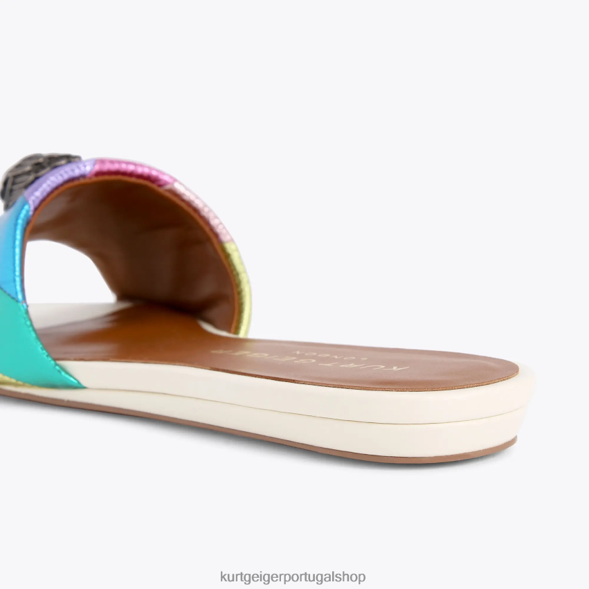 Kurt Geiger mulheres sandália rasteira londres kensington 8J6X00225 combinação de metal | calçados