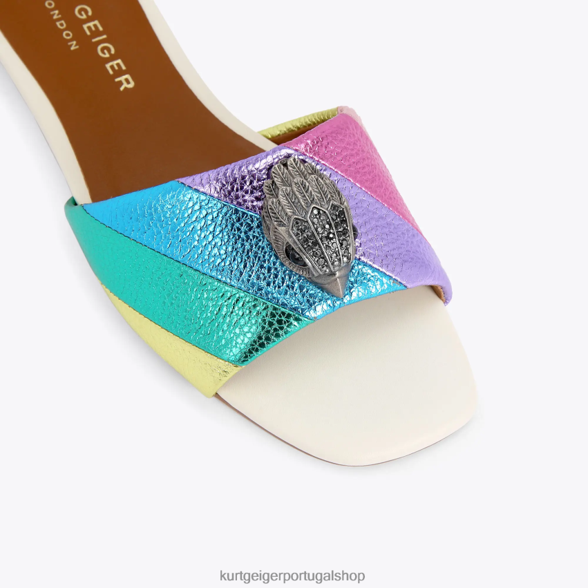 Kurt Geiger mulheres sandália rasteira londres kensington 8J6X00225 combinação de metal | calçados
