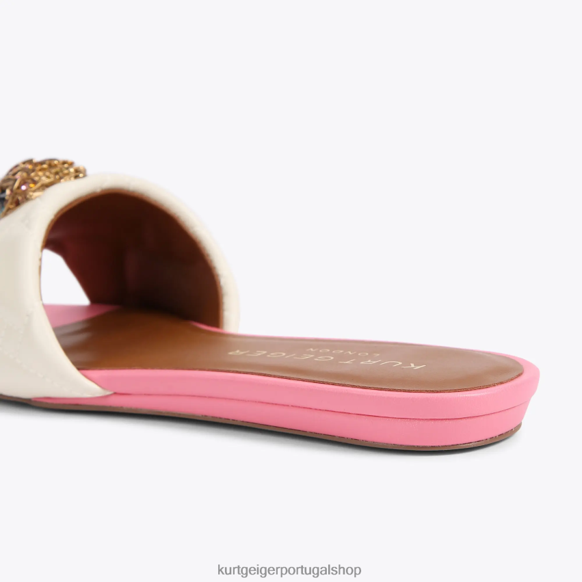 Kurt Geiger mulheres sandália rasteira londres kensington 8J6X00348 combinação óssea | calçados