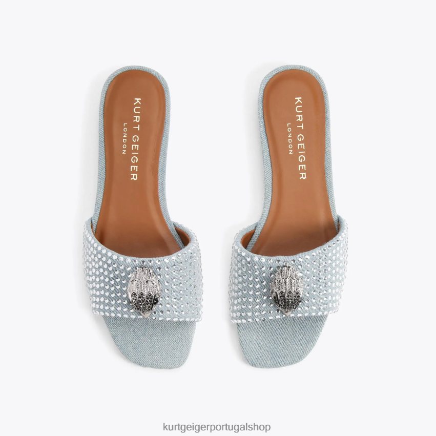 Kurt Geiger mulheres sandália rasteira londres kensington 8J6X00349 azul outro | calçados