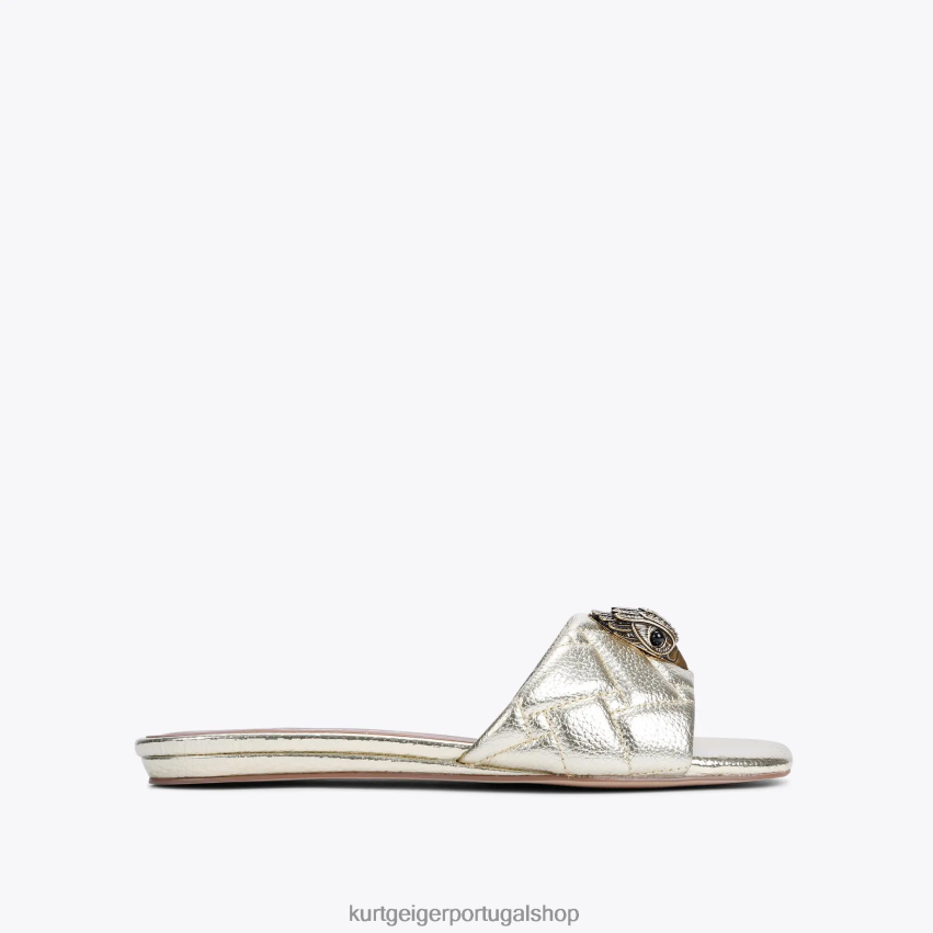 Kurt Geiger mulheres sandália rasteira londres kensington 8J6X00350 ouro | calçados