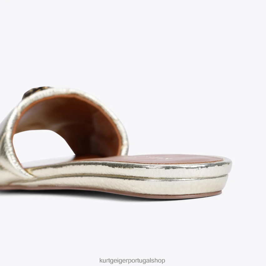 Kurt Geiger mulheres sandália rasteira londres kensington 8J6X00350 ouro | calçados