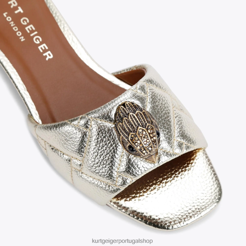 Kurt Geiger mulheres sandália rasteira londres kensington 8J6X00350 ouro | calçados