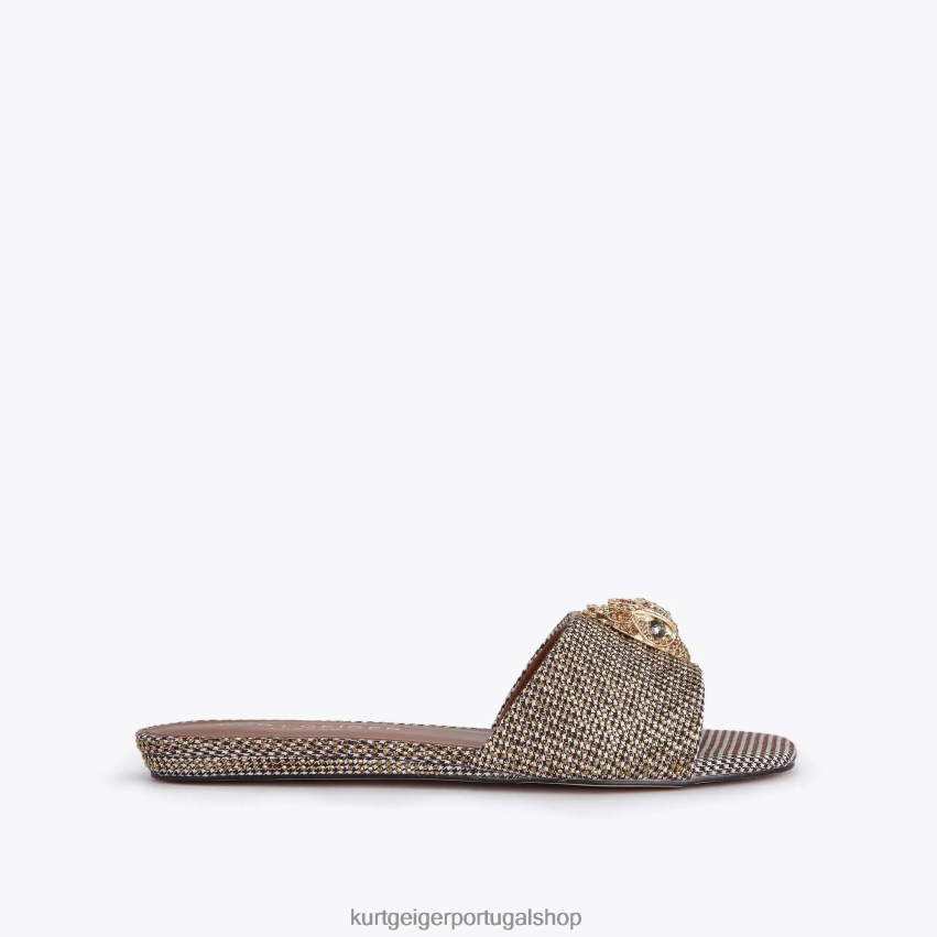 Kurt Geiger mulheres sandália rasteira londres kensington 8J6X00351 bege | calçados