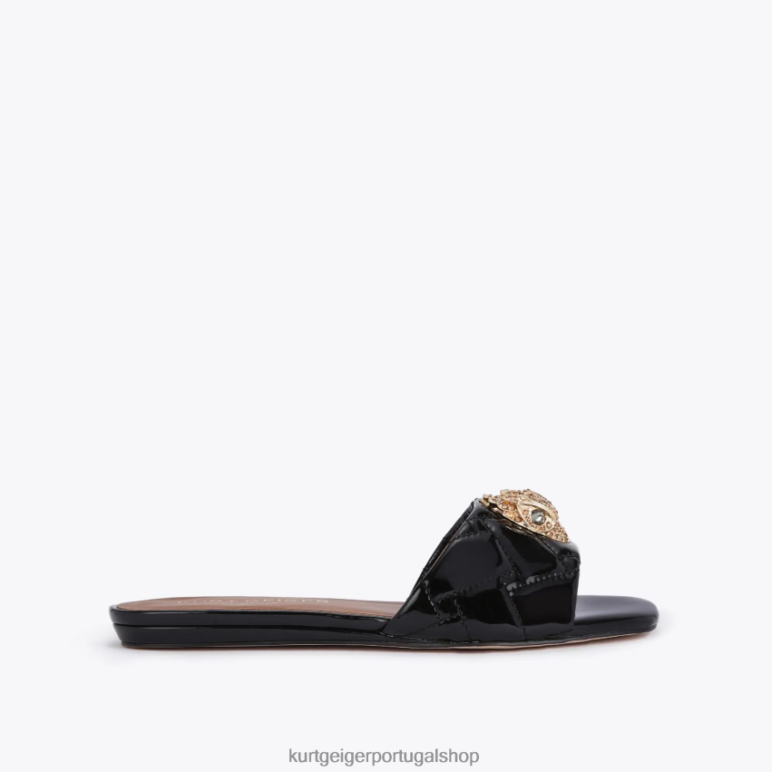 Kurt Geiger mulheres sandália rasteira londres kensington 8J6X00352 preto | calçados